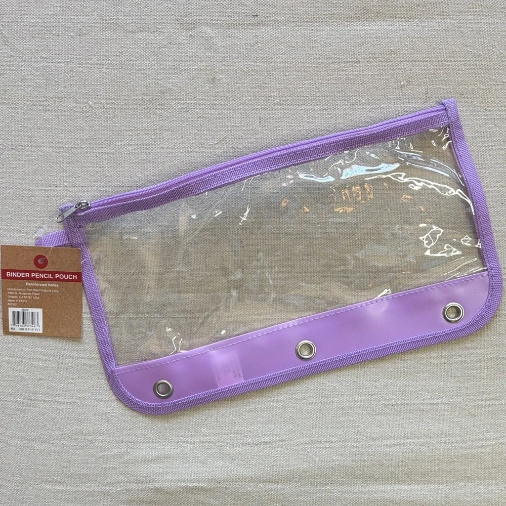Pep Rally Purple and Clear Binder Pencil Pouch
